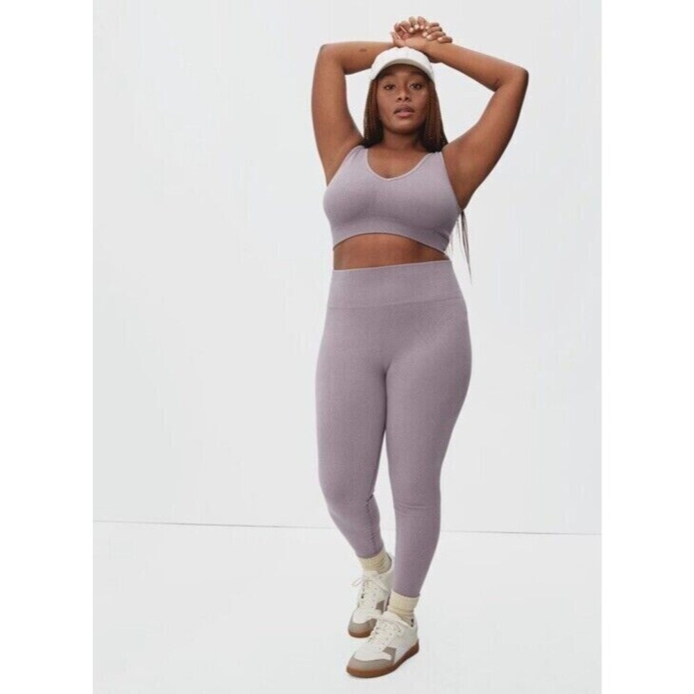 EVERLANE The Seamless Legging M/L Dusty Lavender Purple Ribbed Stretch NWT B39